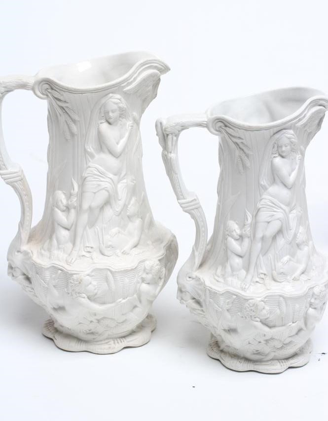 A COLLECTION OF SIX EARLY VICTORIAN SMEAR GLAZED STONEWARE JUGS Image