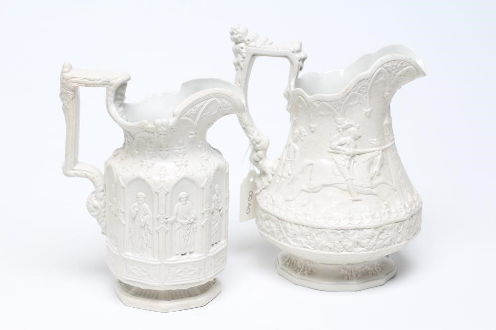 A COLLECTION OF SIX EARLY VICTORIAN SMEAR GLAZED STONEWARE JUGS Image