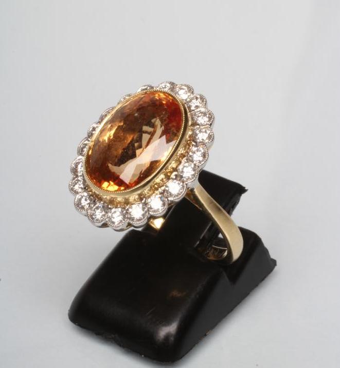 A CITRINE AND DIAMOND DRESS RING Image