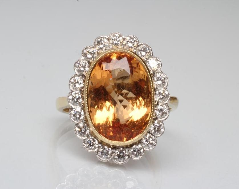 A CITRINE AND DIAMOND DRESS RING Image