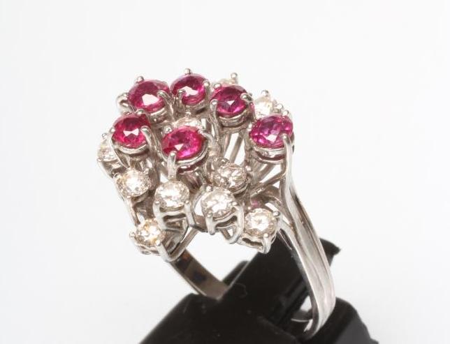 A RUBY AND DIAMOND COCKTAIL RING Image