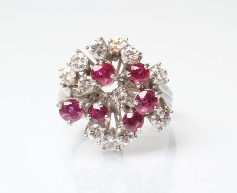 A RUBY AND DIAMOND COCKTAIL RING Image