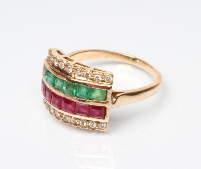 A MULTI GEM HALF HOOP COCKTAIL RING Image