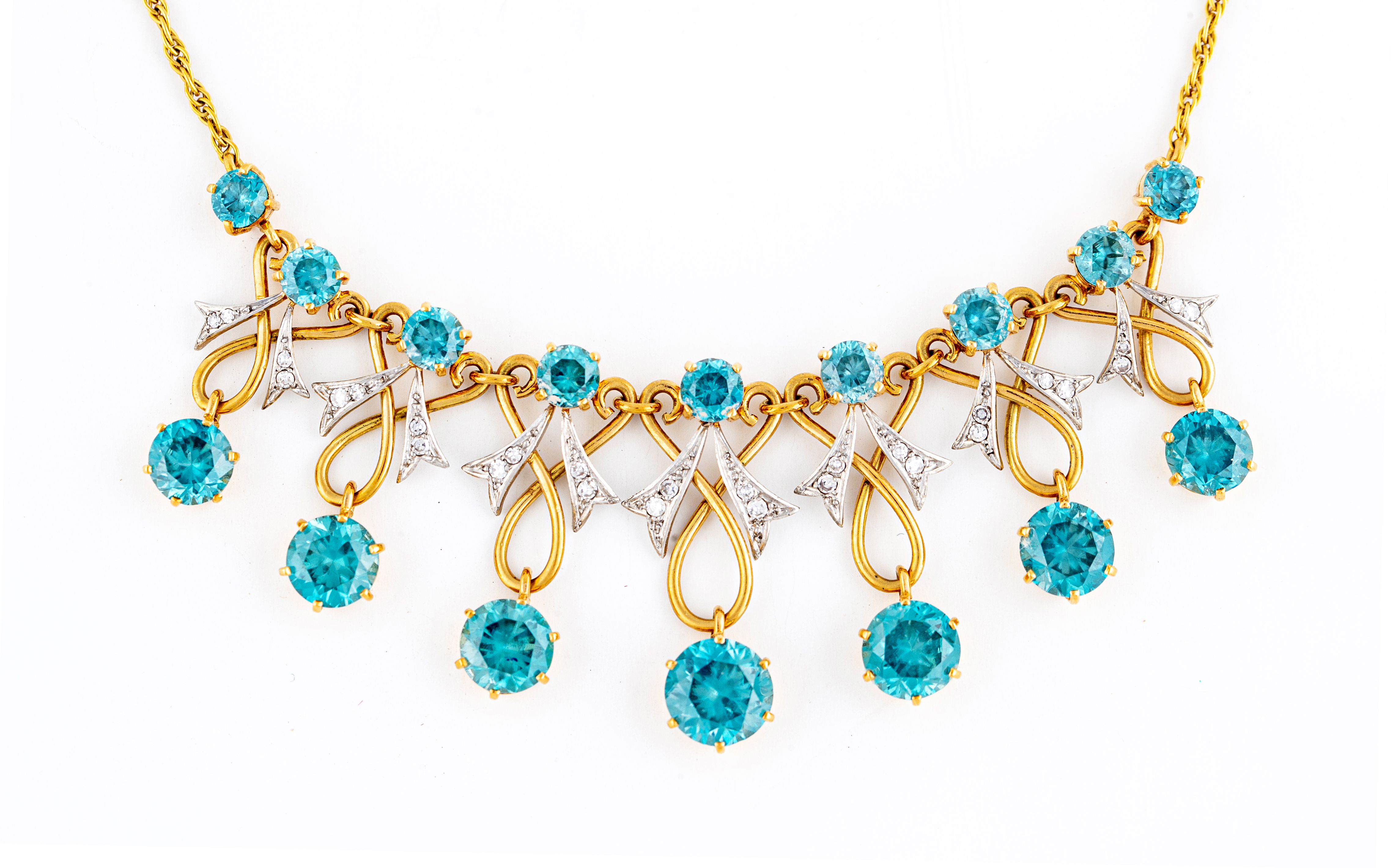 A TOPAZ AND DIAMOND NECKLACE Image