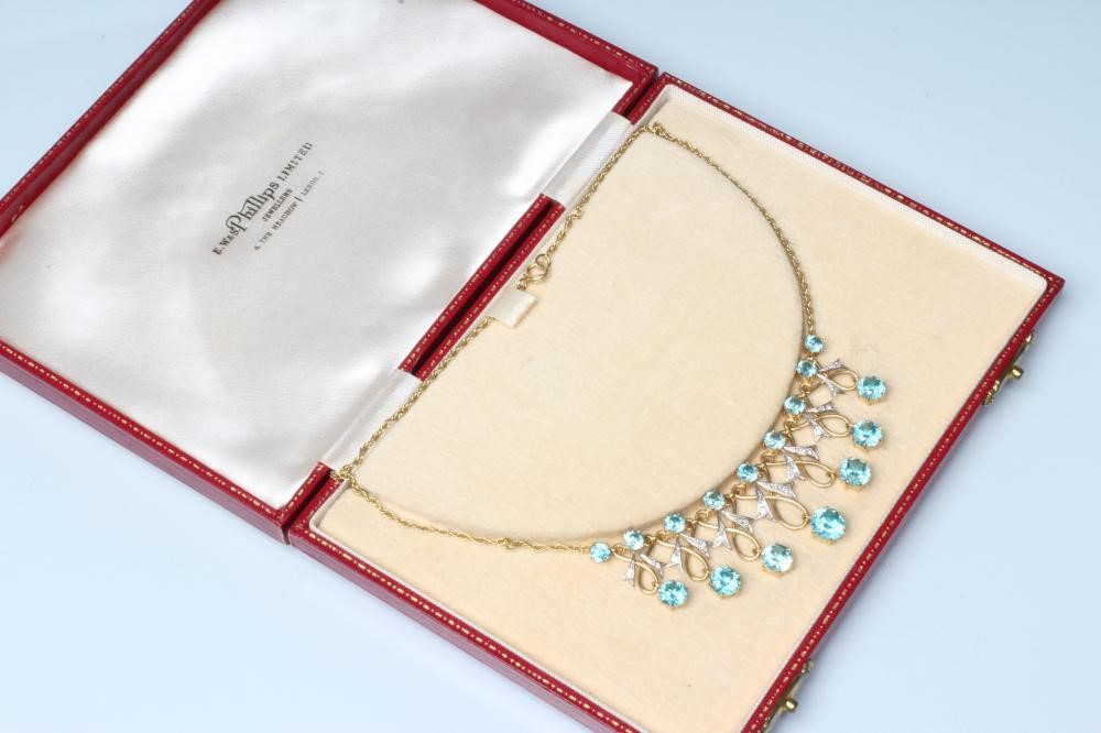 A TOPAZ AND DIAMOND NECKLACE Image