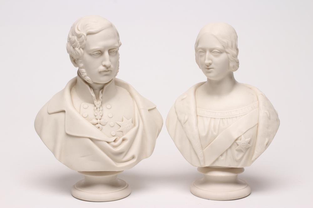 "QUEEN VICTORIA" AND "PRINCE ALBERT" - a pair of Copeland parian busts 1853 Image