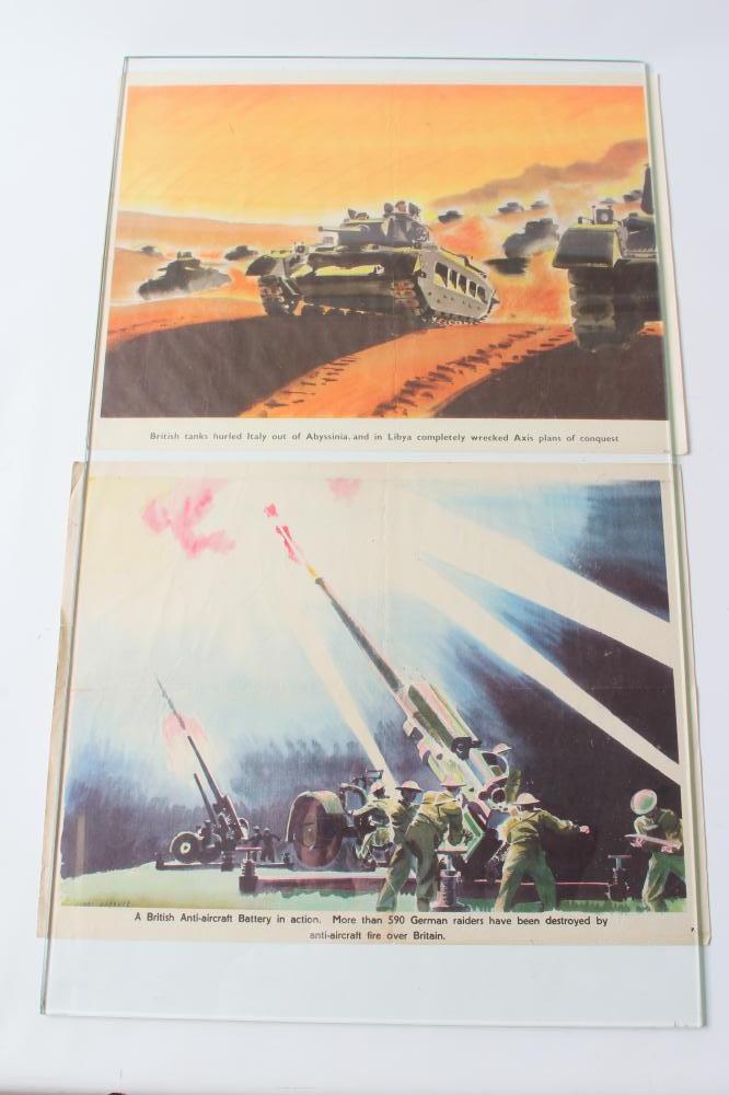 EIGHT SECOND WORLD WAR PROPAGANDA POSTERS depicting the might of the British Army from spitfires and Image