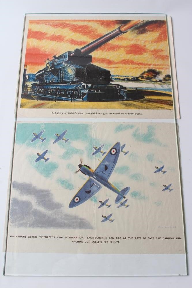 EIGHT SECOND WORLD WAR PROPAGANDA POSTERS depicting the might of the British Army from spitfires and Image