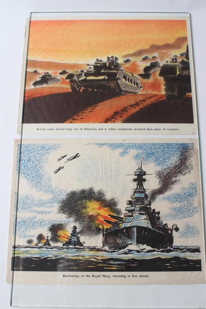 EIGHT SECOND WORLD WAR PROPAGANDA POSTERS depicting the might of the British Army from spitfires and Image