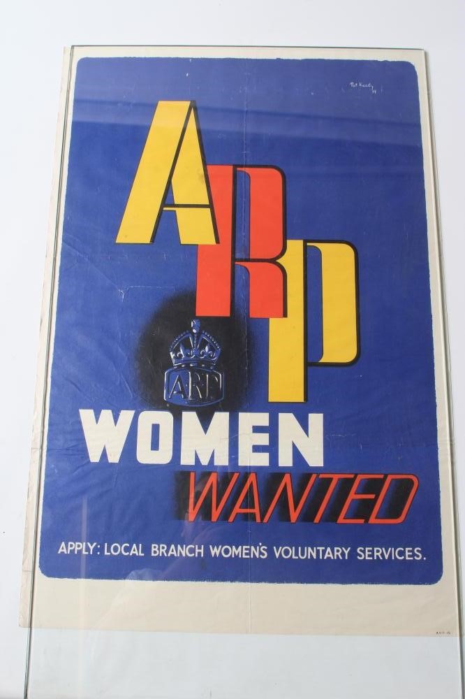 THREE SECOND WORLD WAR PROPAGANDA POSTERS comprising two Civil Defence "WOMEN WANTED AS AMBULANCE Image