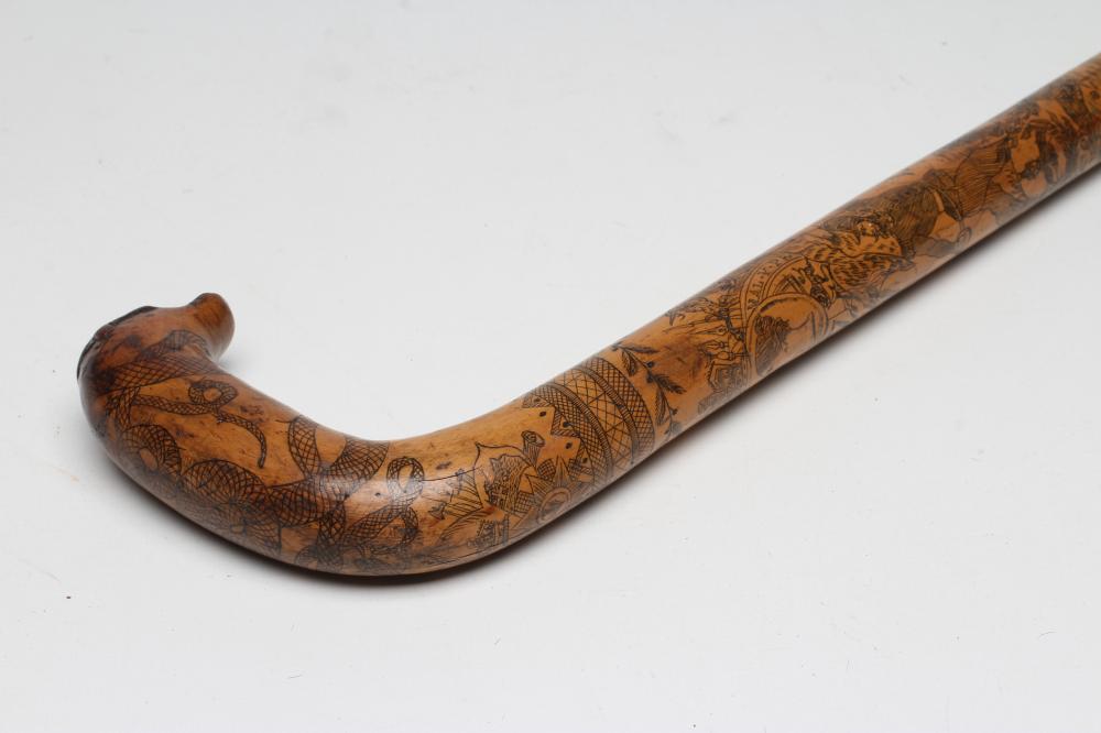 A CRIMEAN WAR PENWORK CANE Image