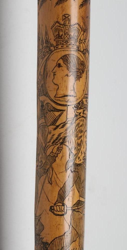 A CRIMEAN WAR PENWORK CANE Image
