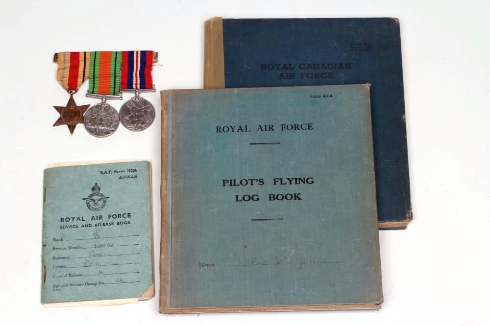 A FAMILY OF SECOND WORLD WAR MEDALS AWARDED TO ERIC WILFRED JONES AND TWO FLYING LOG BOOKS Image