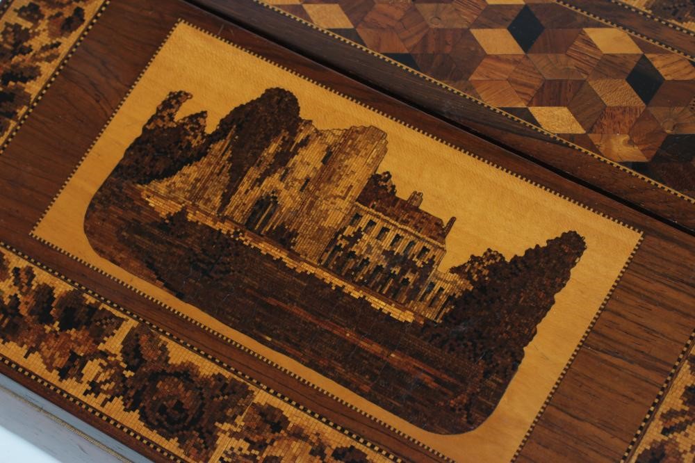 A REGENCY TUNBRIDGEWARE ROSEWOOD WRITING SLOPE Image