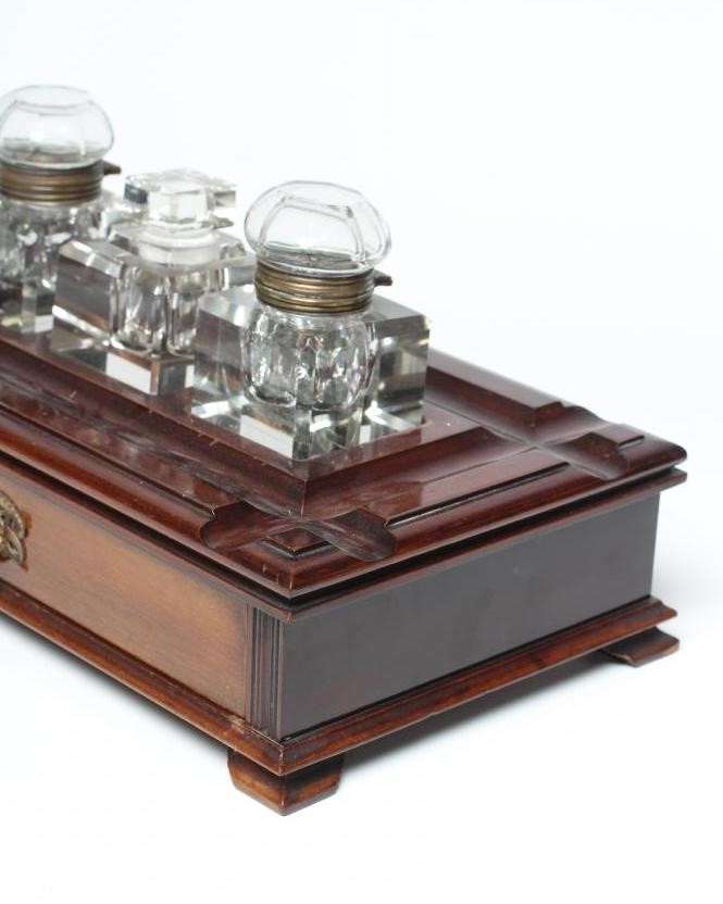 A LATE VICTORIAN MAHOGANY DESK STAND of of oblong form Image