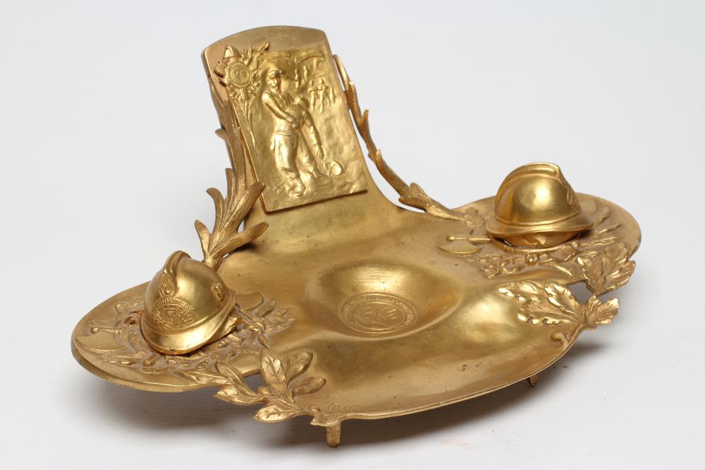 AFTER RENE TAUPIN D'AUGE - a gilt metal desk standish Image