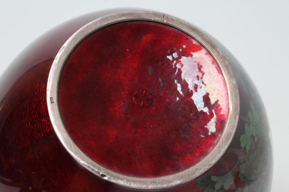 A JAPANESE GINBARRIE ENAMEL VASE of squat baluster form Image