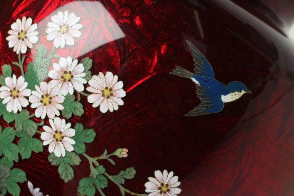 A JAPANESE GINBARRIE ENAMEL VASE of squat baluster form Image