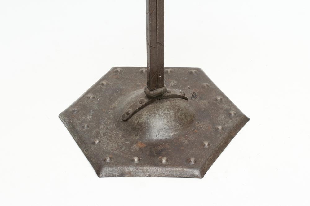 A GOBERG (HUGO BERGER) JUGENDSTIL SHEET METAL COMPANION SET with hammered finish and decorative stud Image