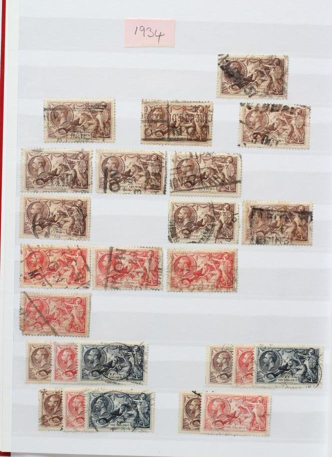 TWO ALBUM PAGES GEORGE V SEAHORSE STAMPS Image