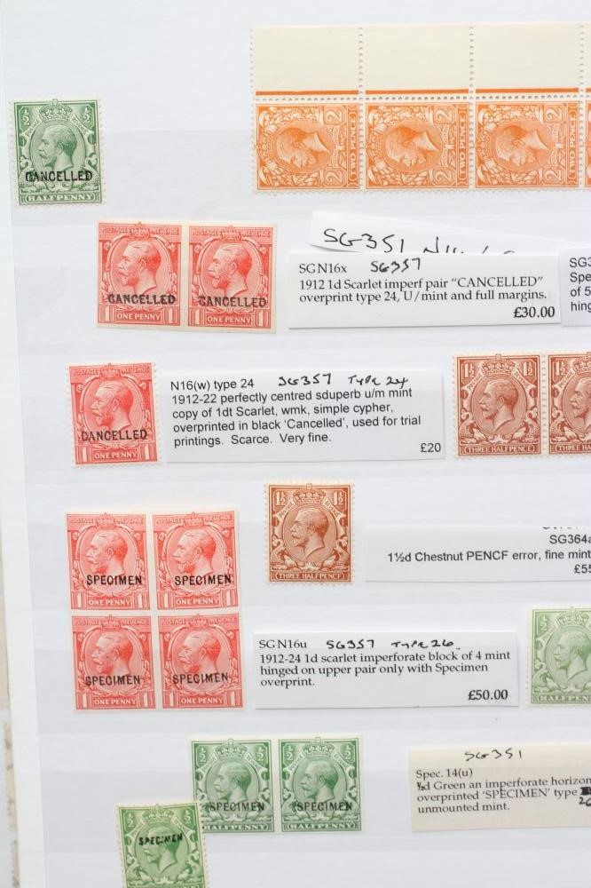 ALBUM PAGE GEORGE V SPECIMEN OVERPRINTS ETC Image