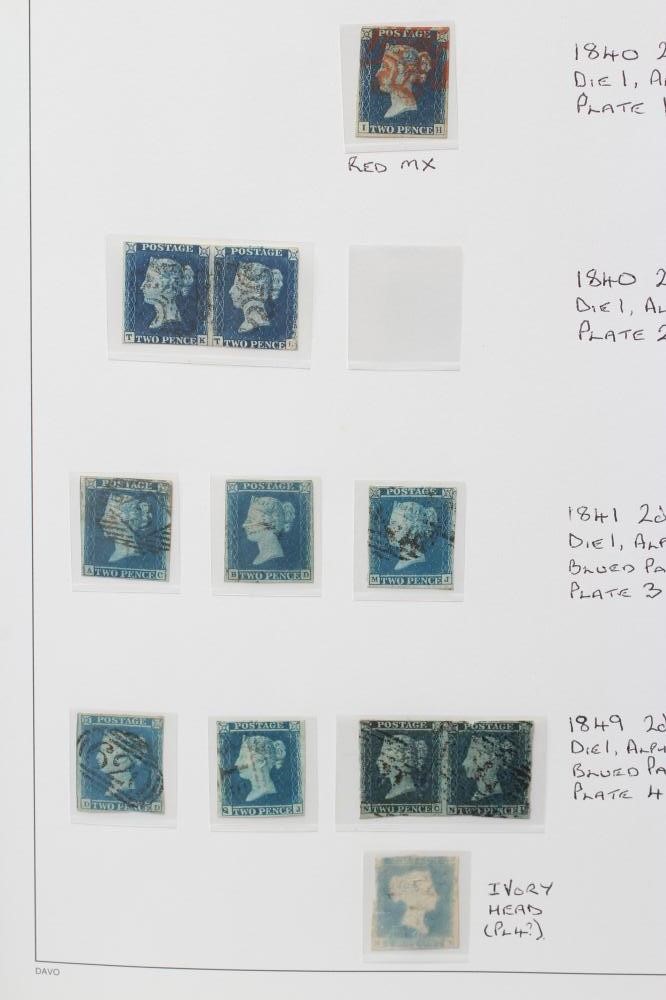 SUPER GB COLLECTION ON PRINTED LEAVES including thirteen Penny Blacks including one on cover Image