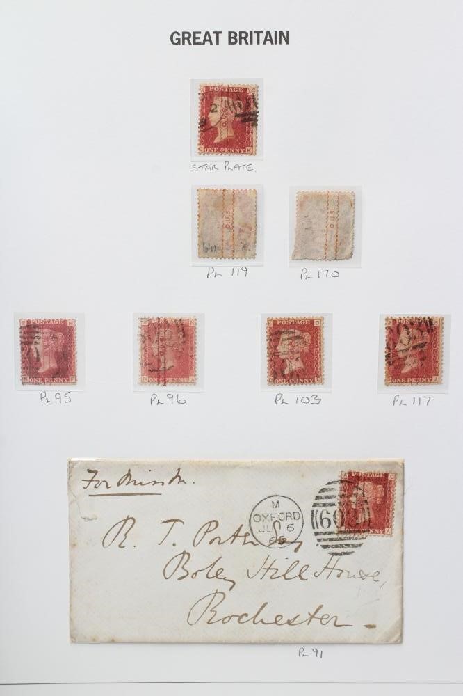 SUPER GB COLLECTION ON PRINTED LEAVES including thirteen Penny Blacks including one on cover Image