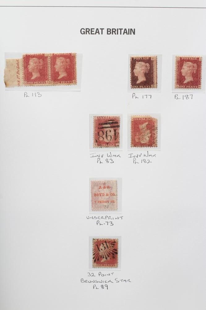 SUPER GB COLLECTION ON PRINTED LEAVES including thirteen Penny Blacks including one on cover Image