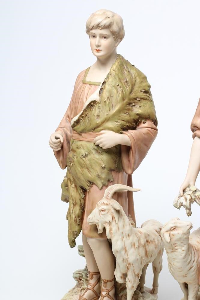 A LARGE PAIR OF ROYAL DUX BISQUE PORCELAIN FIGURES Image