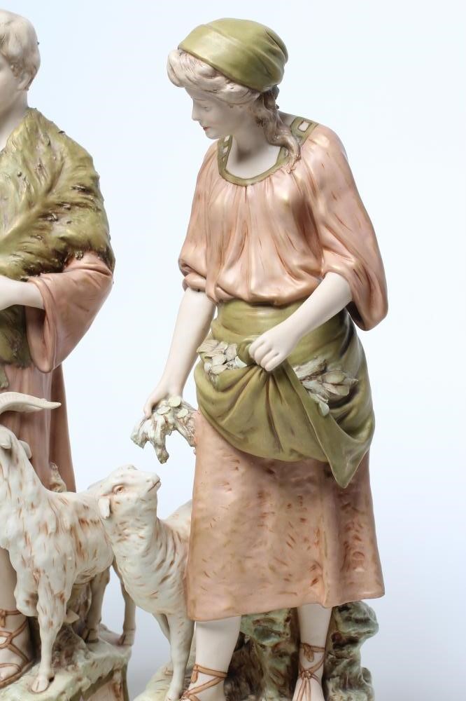 A LARGE PAIR OF ROYAL DUX BISQUE PORCELAIN FIGURES Image