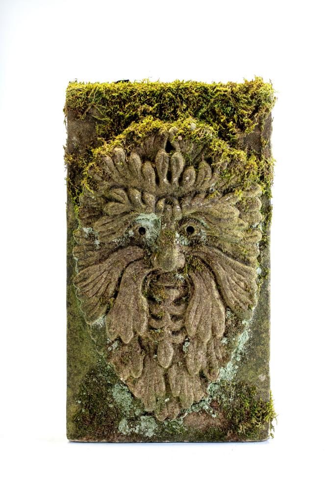 A CARVED SANDSTONE "GREEN MAN" WALL PLAQUE Image