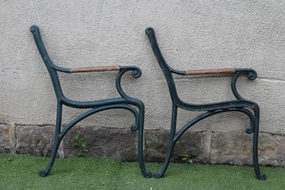 A PAIR OF VICTORIAN CAST IRON PARK BENCH ENDS Image