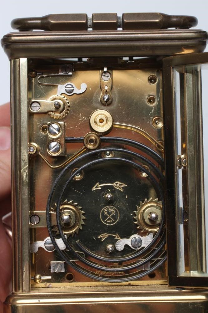 A FRENCH BRASS CASED CARRIAGE CLOCK Image