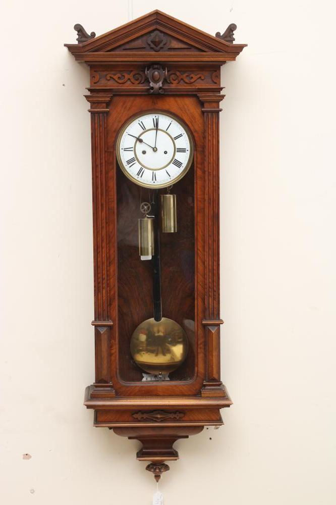 A WALNUT VIENNA TYPE WALL CLOCK Image