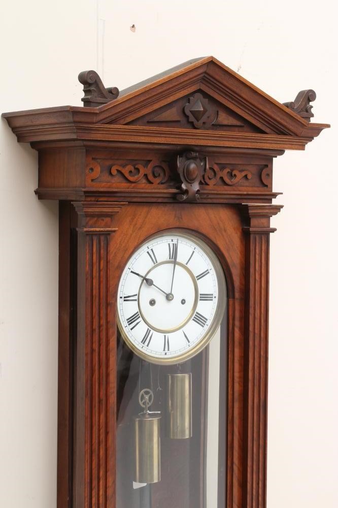 A WALNUT VIENNA TYPE WALL CLOCK Image