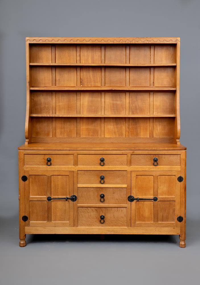A ROBERT THOMPSON ADZED OAK DRESSER Image