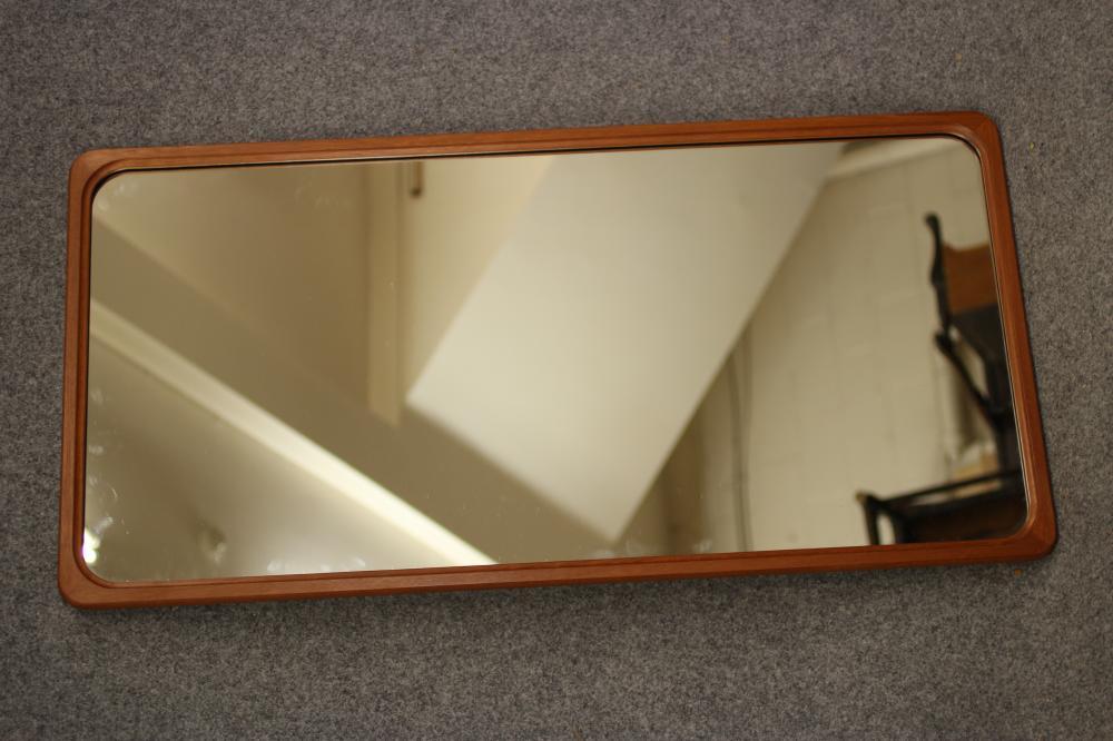 A DANISH DESIGN TEAK FRAMED WALL MIRROR Image