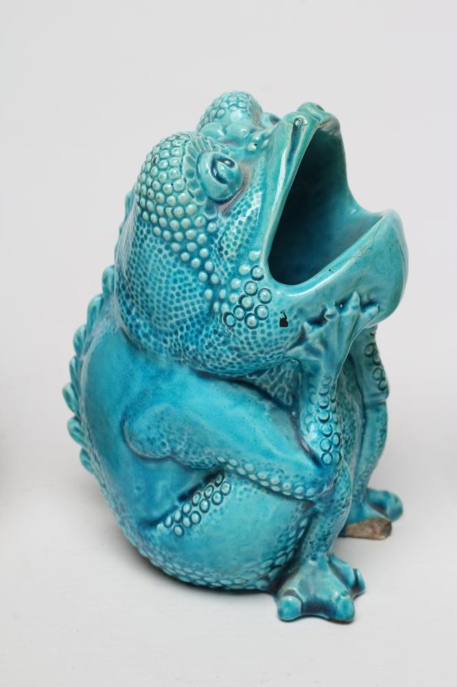 TWO BURMANTOFTS POTTERY TOAD SPOON WARMERS Image