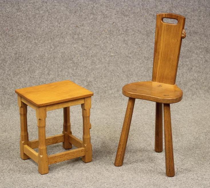 A PETER HEAP ADZED OAK STOOL Image