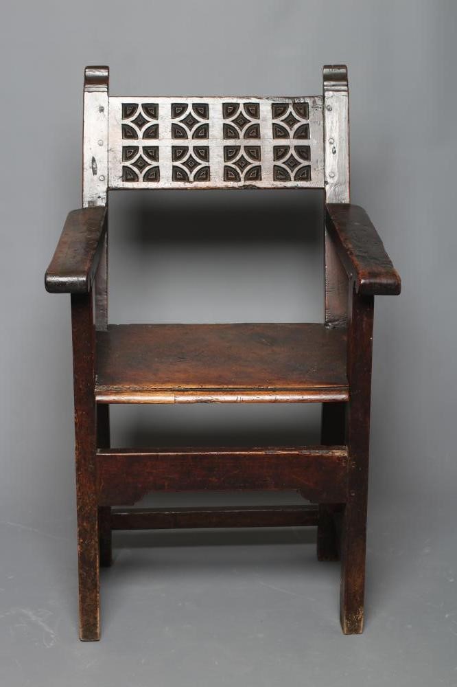 A PROVENCIAL SPANISH JOINED WALNUT(?) ARMCHAIR Image
