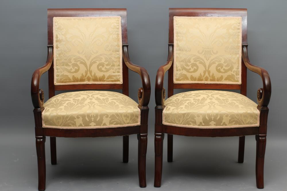 A PAIR OF MAHOGANY FRAMED EMPIRE STYLE ARMCHAIRS Image