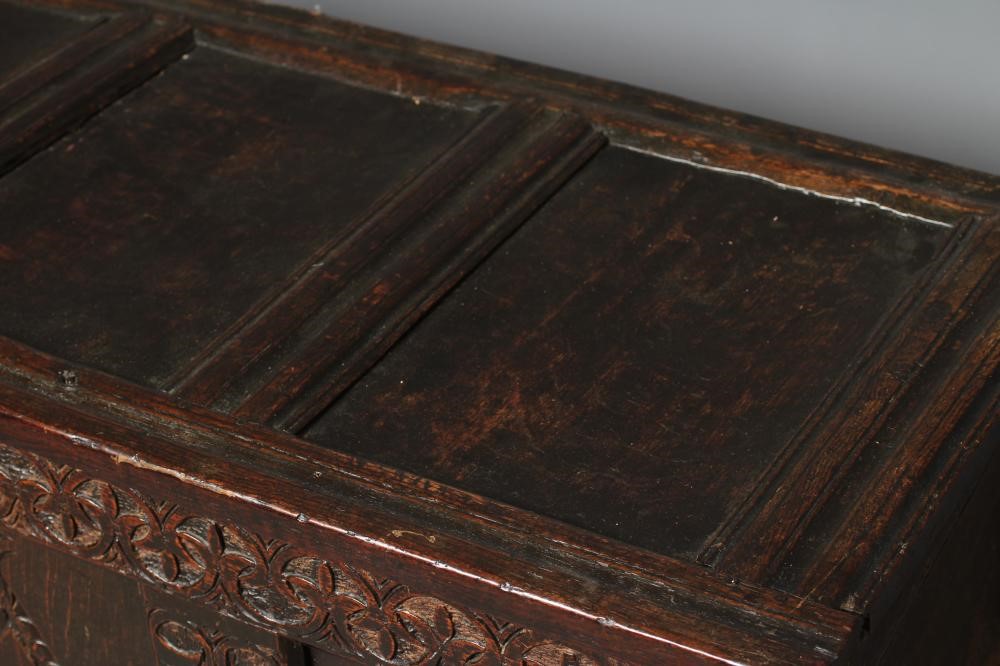 AN OAK PANELLED COFFER Image