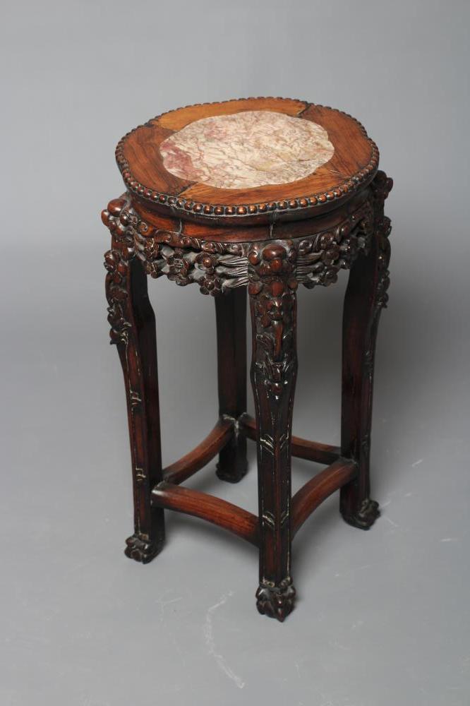 A CHINESE PADOUK WOOD JARDINIERE STAND Image