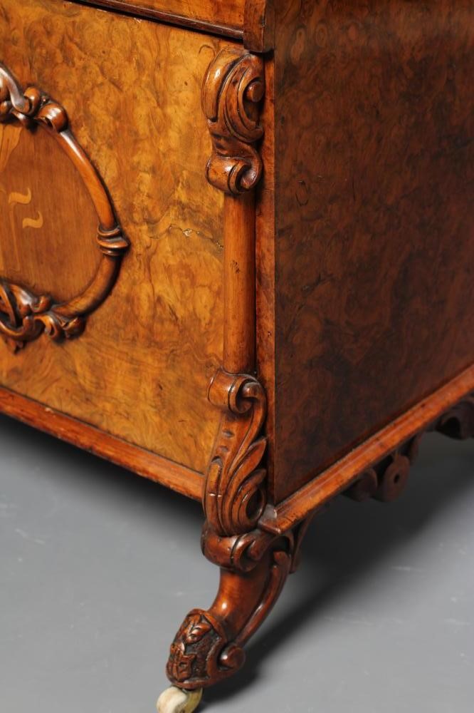 A VICTORIAN CARVED BURR WALNUT BOX CANTERBURY of oblong form Image