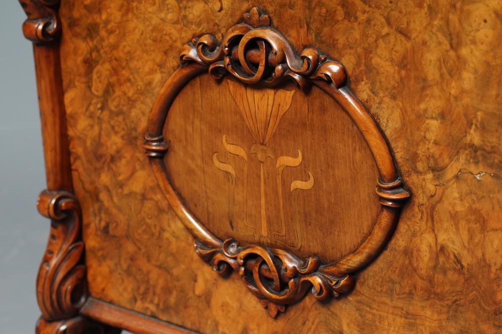 A VICTORIAN CARVED BURR WALNUT BOX CANTERBURY of oblong form Image