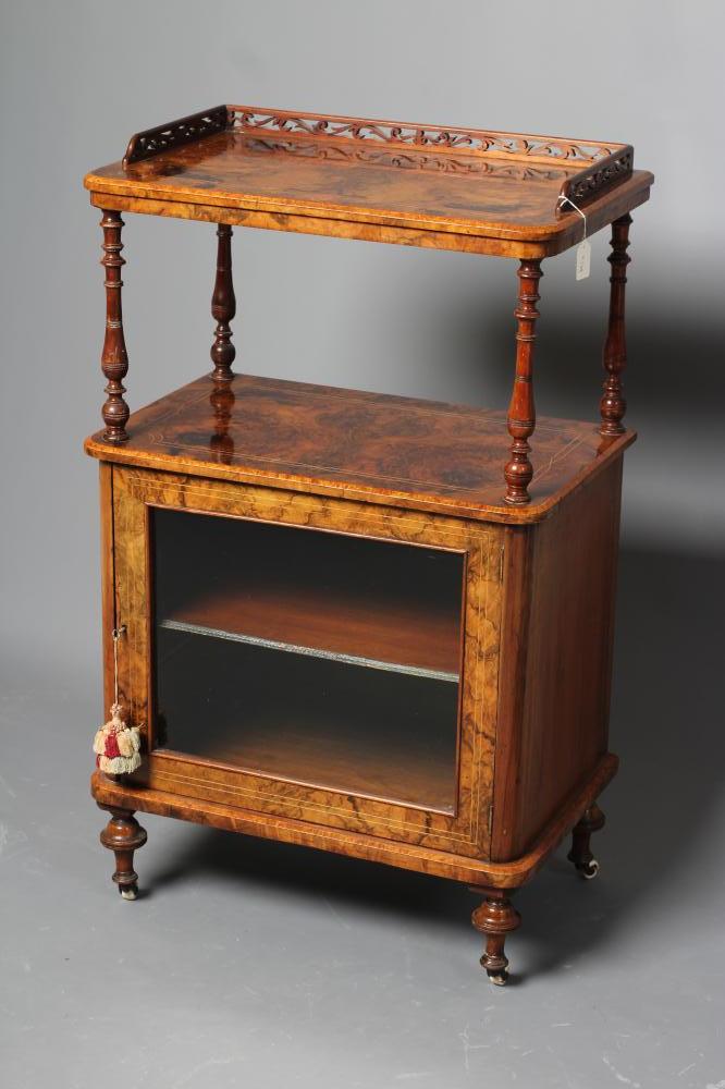 A VICTORIAN BURR WALNUT MUSIC CABINET/WHATNOT Image