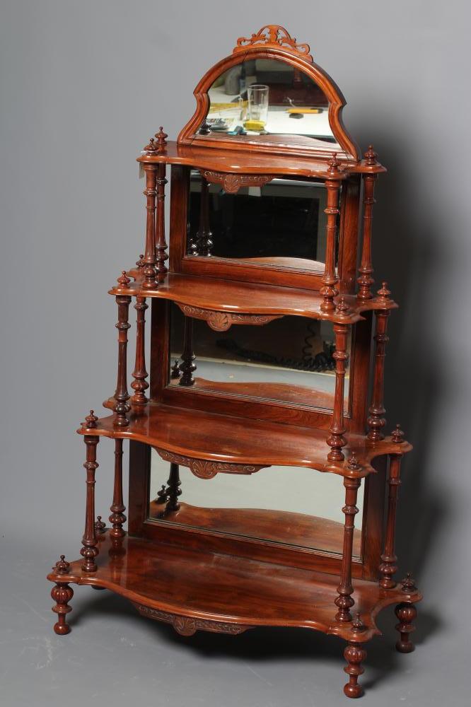 A VICTORIAN WALNUT MIRROR BACKED WHATNOT Image