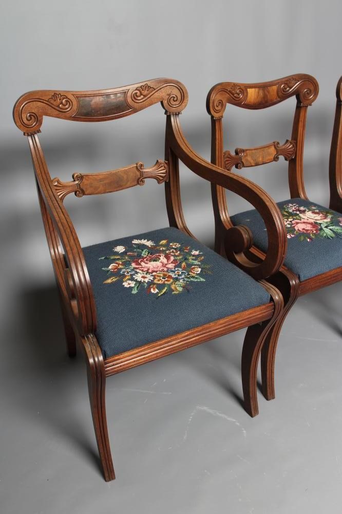 A SET OF SIX REGENCY MAHOGANY DINING CHAIRS including an elbow chair Image