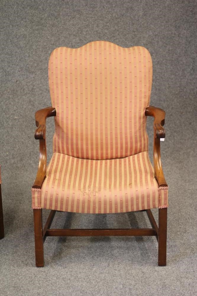 A PAIR OF GAINSBOROUGH STYLE MAHOGANY LIBRARY CHAIRS Image