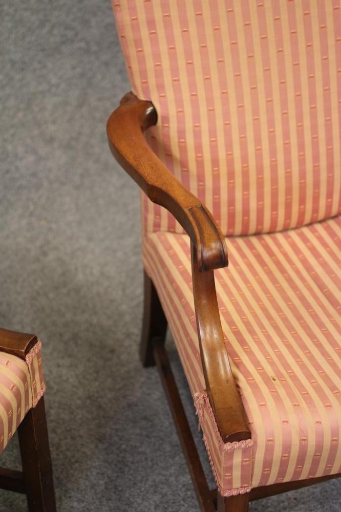 A PAIR OF GAINSBOROUGH STYLE MAHOGANY LIBRARY CHAIRS Image
